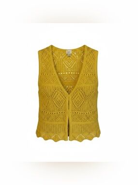 A New Day Crochet Knit Vest Women’s Med Scallop Hem Boho Festival